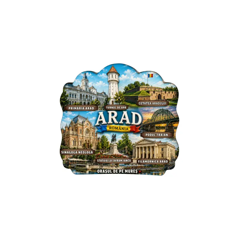 Arad, romania, magnet lemn, suvenir gift shop romania, model mgs231